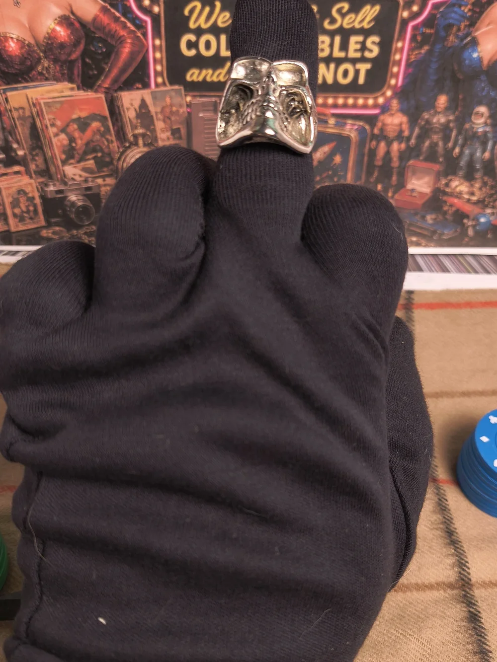 Silver Tone Robo Skull Ring Size 9.5 Gothic Steampunk Biker Deathcore Jewelry
